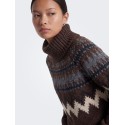 ONLY Cosy fairisle gighneck striktrøje - Coffee Bean