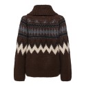 ONLY Cosy fairisle gighneck striktrøje - Coffee Bean