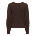ONLY Maggie cross v-neck striktrøje - Coffee Bean / Melange