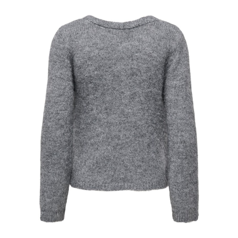 ONLY Maggie cross v-neck striktrøje - Medium Grey Melange