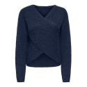 ONLY Maggie cross v-neck striktrøje - Night Sky
