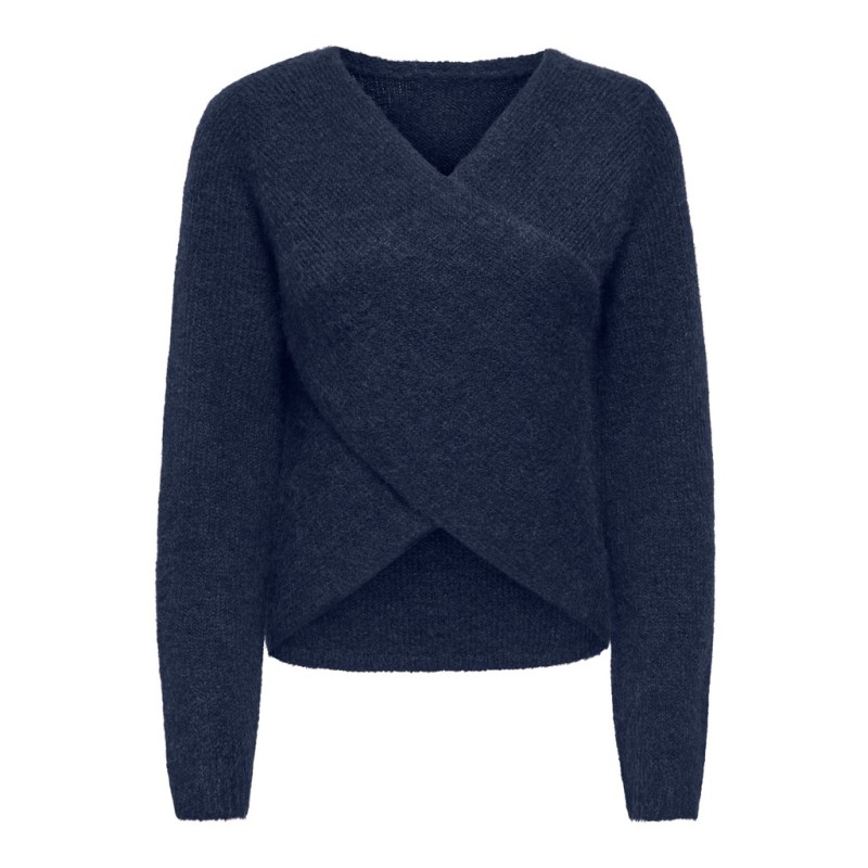 ONLY Maggie cross v-neck striktrøje - Night Sky