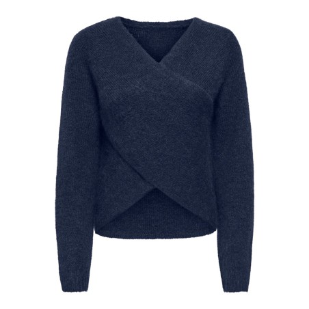 ONLY Maggie cross v-neck striktrøje - Night Sky