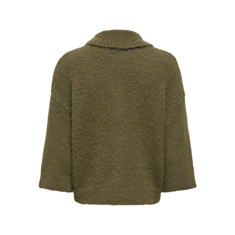 ONLY Maggie 3/4 wide zip strikcardigan - Beech