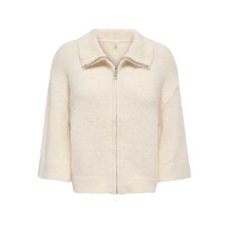 ONLY Maggie 3/4 wide zip strikcardigan - Birch