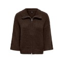 ONLY Maggie 3/4 wide zip strikcardigan - Coffee Bean