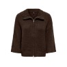 ONLY Maggie 3/4 wide zip strikcardigan - Coffee Bean
