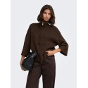 ONLY Maggie 3/4 wide zip strikcardigan - Coffee Bean