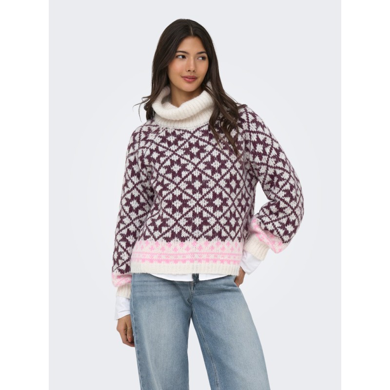 ONLY Caro rollneck striktrøje - Birch