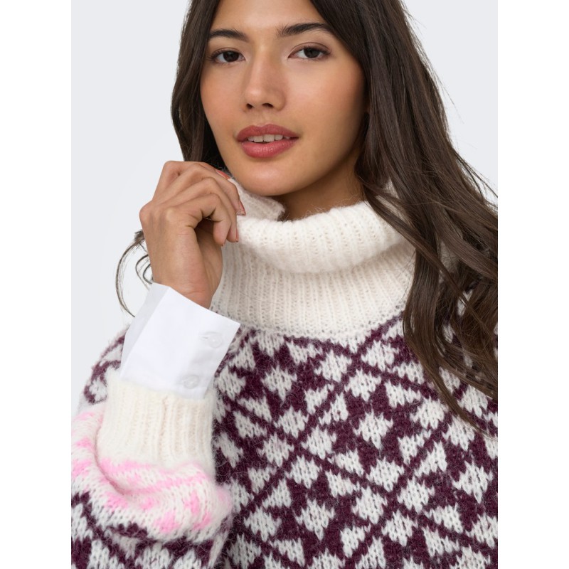 ONLY Caro rollneck striktrøje - Birch