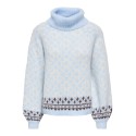 ONLY Caro rollneck striktrøje - Cashmere Blue