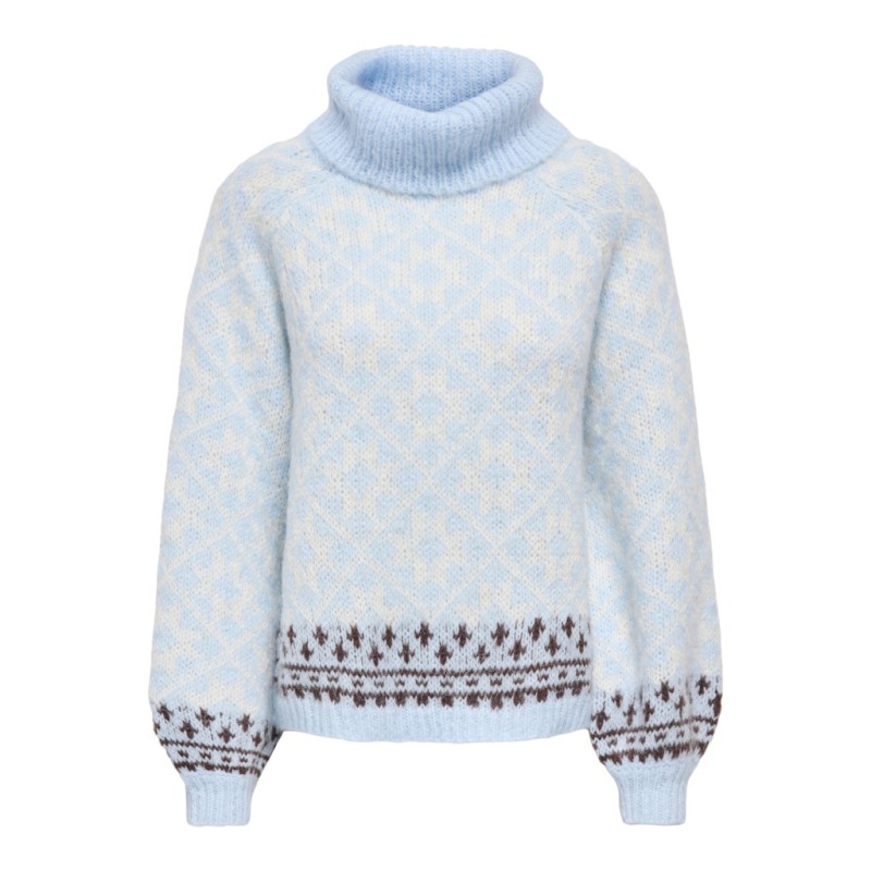 ONLY Caro rollneck striktrøje - Cashmere Blue