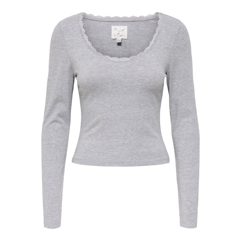 ONLY Kiss calm u-neck bluse - Medium Grey Melange