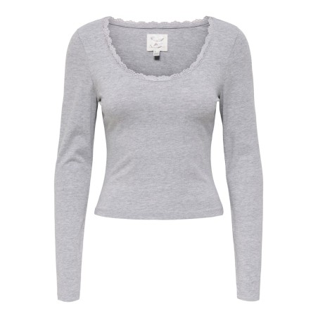 ONLY Kiss calm u-neck bluse - Medium Grey Melange