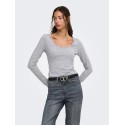 ONLY Kiss calm u-neck bluse - Medium Grey Melange