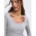 ONLY Kiss calm u-neck bluse - Medium Grey Melange