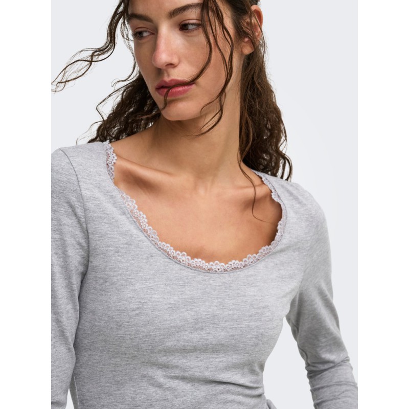 ONLY Kiss calm u-neck bluse - Medium Grey Melange