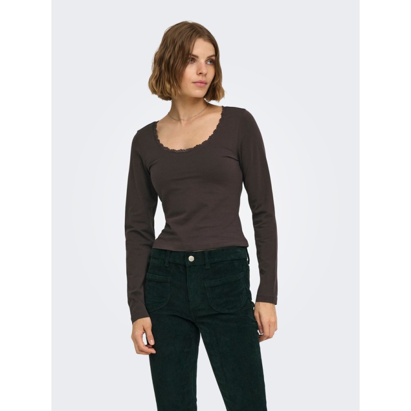 ONLY Kiss calm u-neck bluse - Chocolate Torte