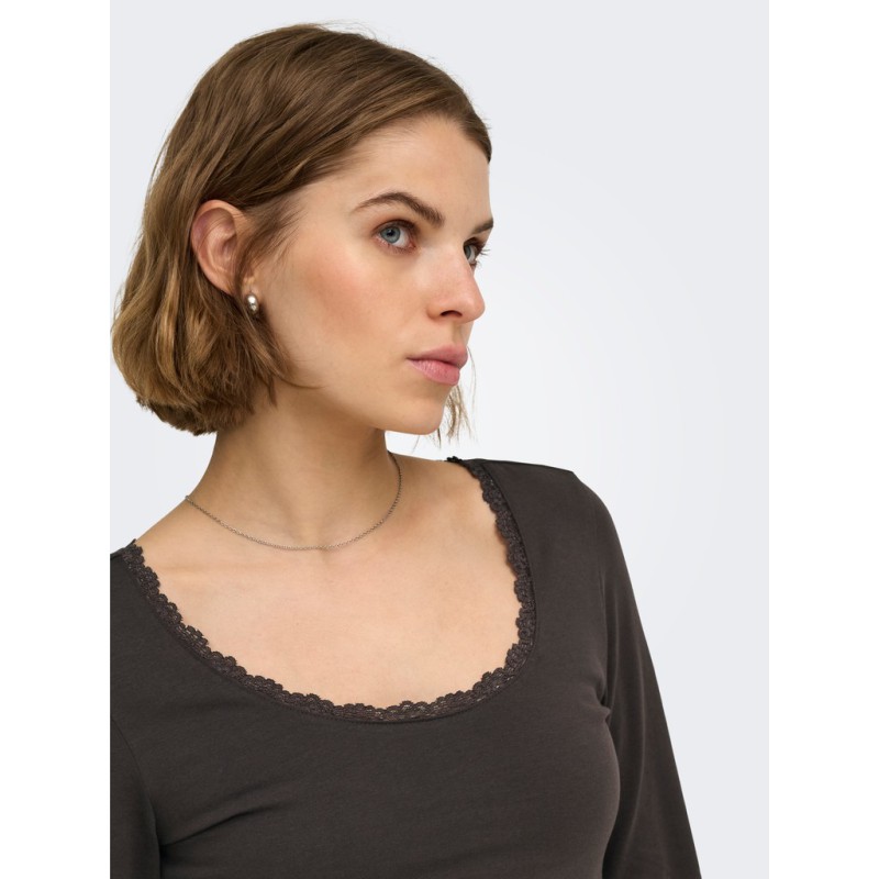 ONLY Kiss calm u-neck bluse - Chocolate Torte