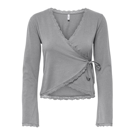 ONLY Kiss calm wrap cardigan - Medium Grey Melange