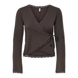 ONLY Kiss calm wrap cardigan - Chocolate Torte