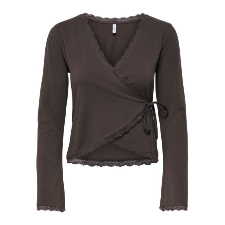 ONLY Kiss calm wrap cardigan - Chocolate Torte