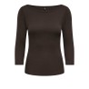 ONLY Kathline 3/4 rib boatneck bluse - Coffee Bean