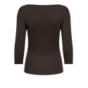 ONLY Kathline 3/4 rib boatneck bluse - Coffee Bean