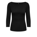 ONLY Kathline 3/4 rib boatneck bluse - Black