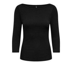 ONLY Kathline 3/4 rib boatneck bluse - Black