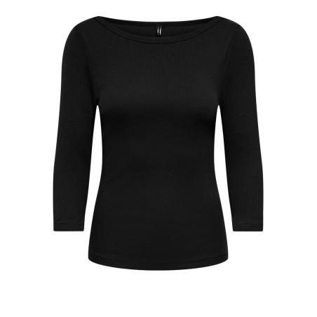 ONLY Kathline 3/4 rib boatneck bluse - Black
