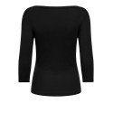 ONLY Kathline 3/4 rib boatneck bluse - Black