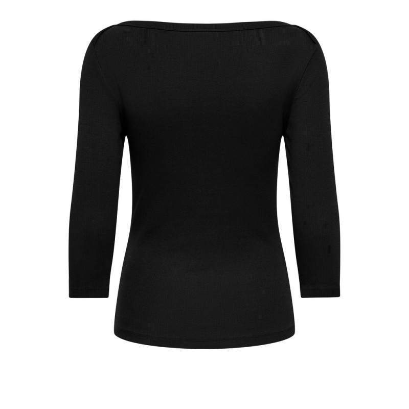 ONLY Kathline 3/4 rib boatneck bluse - Black