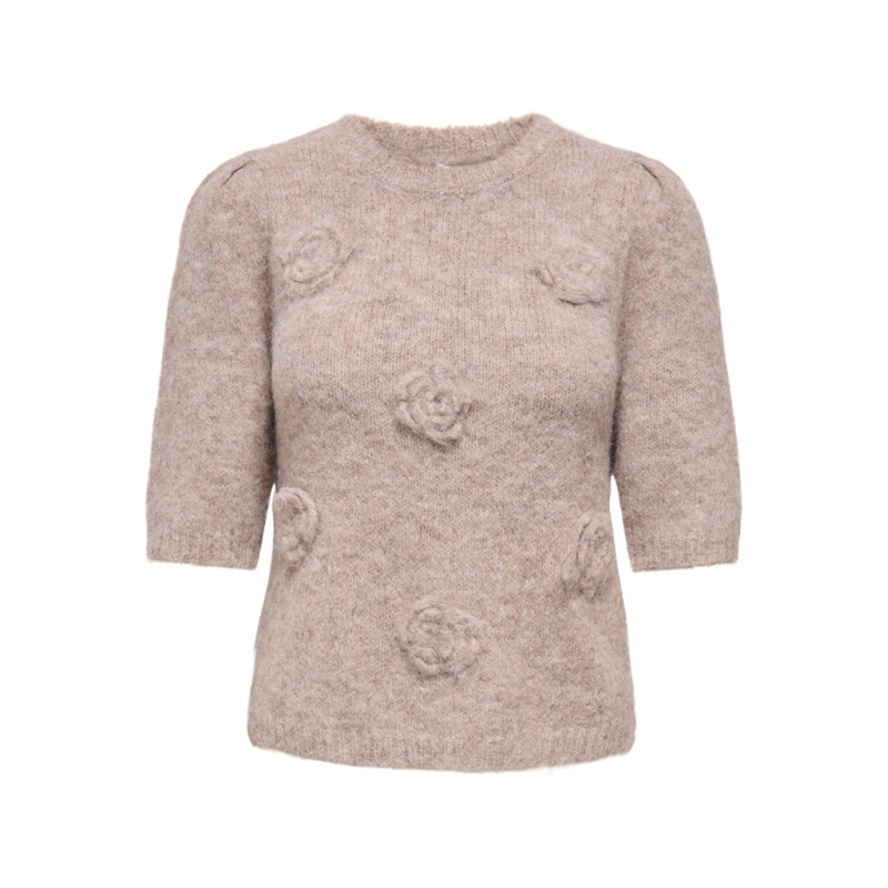 ONLY Zaggie flower striktrøje - Silver Mink