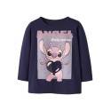 NAME IT MINI Pige - Oda Stitch langærmet bluse - Evening Blue