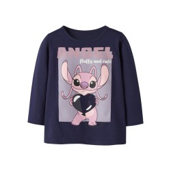 NAME IT MINI Pige - Oda Stitch langærmet bluse - Evening Blue