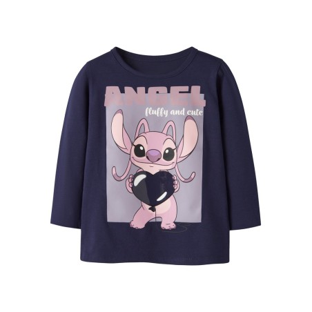 NAME IT MINI Pige - Oda Stitch langærmet bluse - Evening Blue