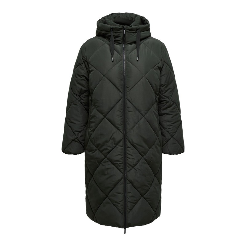 ONLY CARMAKOMA Maggi long hood pufferjakke - Peat