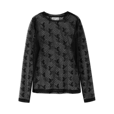 NAME IT KIDS Pige - Remesh langærmet mesh bluse - Black