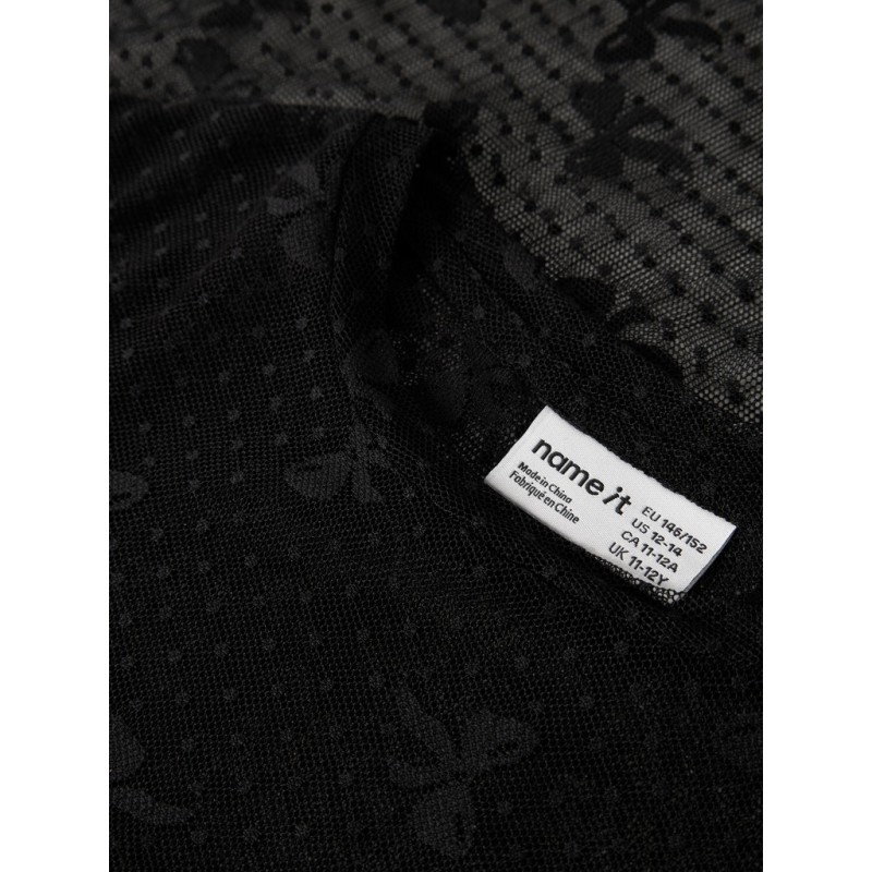 NAME IT KIDS Pige - Remesh langærmet mesh bluse - Black