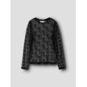 NAME IT KIDS Pige - Remesh langærmet mesh bluse - Black