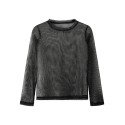 NAME IT KIDS Pige - Glitter langærmet mesh bluse - Black