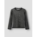 NAME IT KIDS Pige - Glitter langærmet mesh bluse - Black