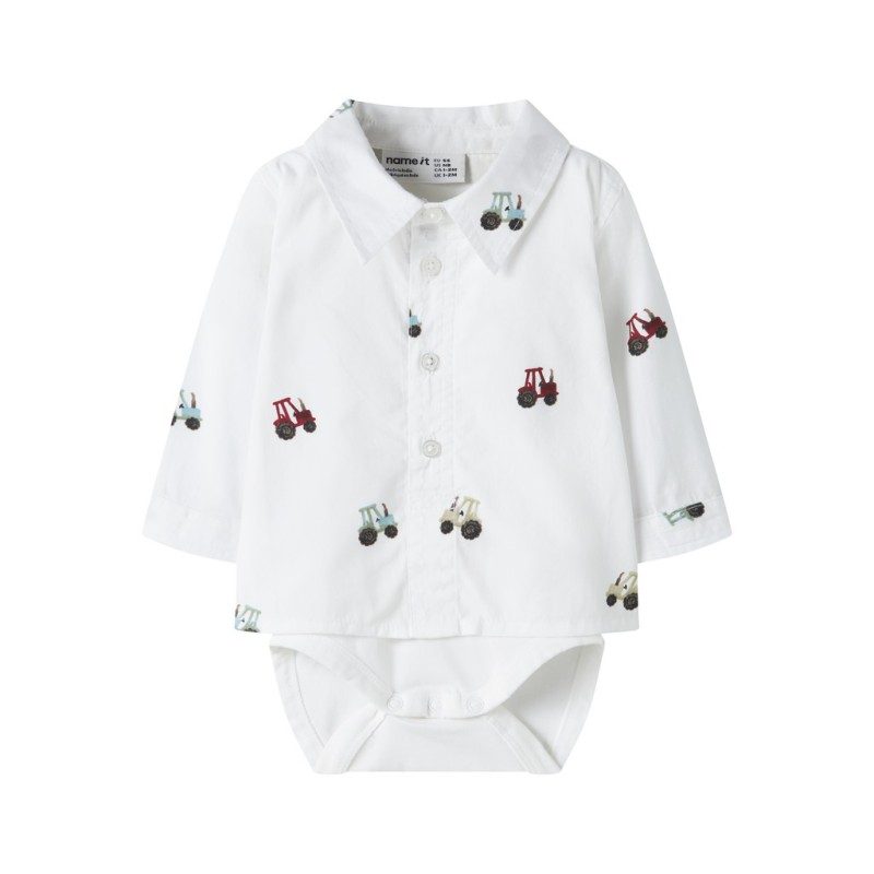 NAME IT BABY Dreng - Ractor langærmet bodyshirt - Bright White