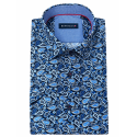 BERNTSON Strygefri kortærmet skjorte - Blue Paisley
