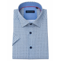 BERTNSON Strygefri kortærmet skjorte - Light Blue Pattern