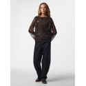 PIECES Vita langærmet loose mesh top - Wren / Sort Palietter