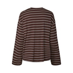 PIECES Sadie langærmet bluse - Hot Fudge / Cloud Dancer