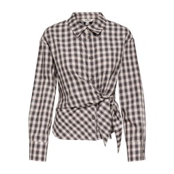ONLY Nola langærmet ternet wrap skjorte - Malt Ball/ White/BLUE