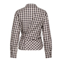 ONLY Nola langærmet ternet wrap skjorte - Malt Ball/ White/BLUE